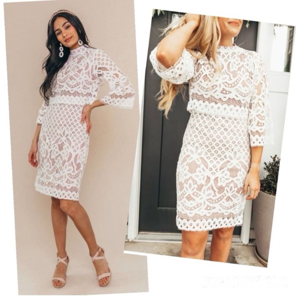 Ivy City Co Lacey Dress-White